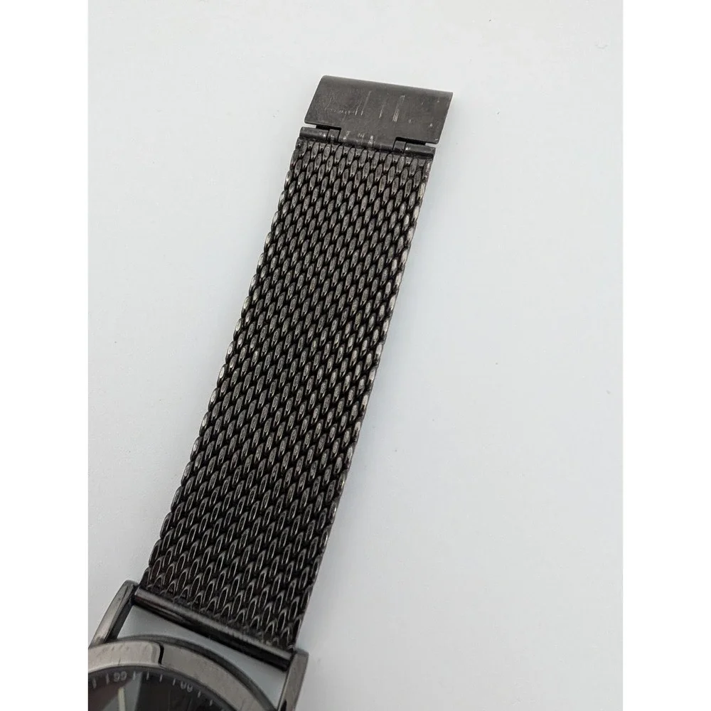 Geneva Watch‎ Men 42mm Case Gunmetal Tone Mesh Metal Band w/ Box- New Battery